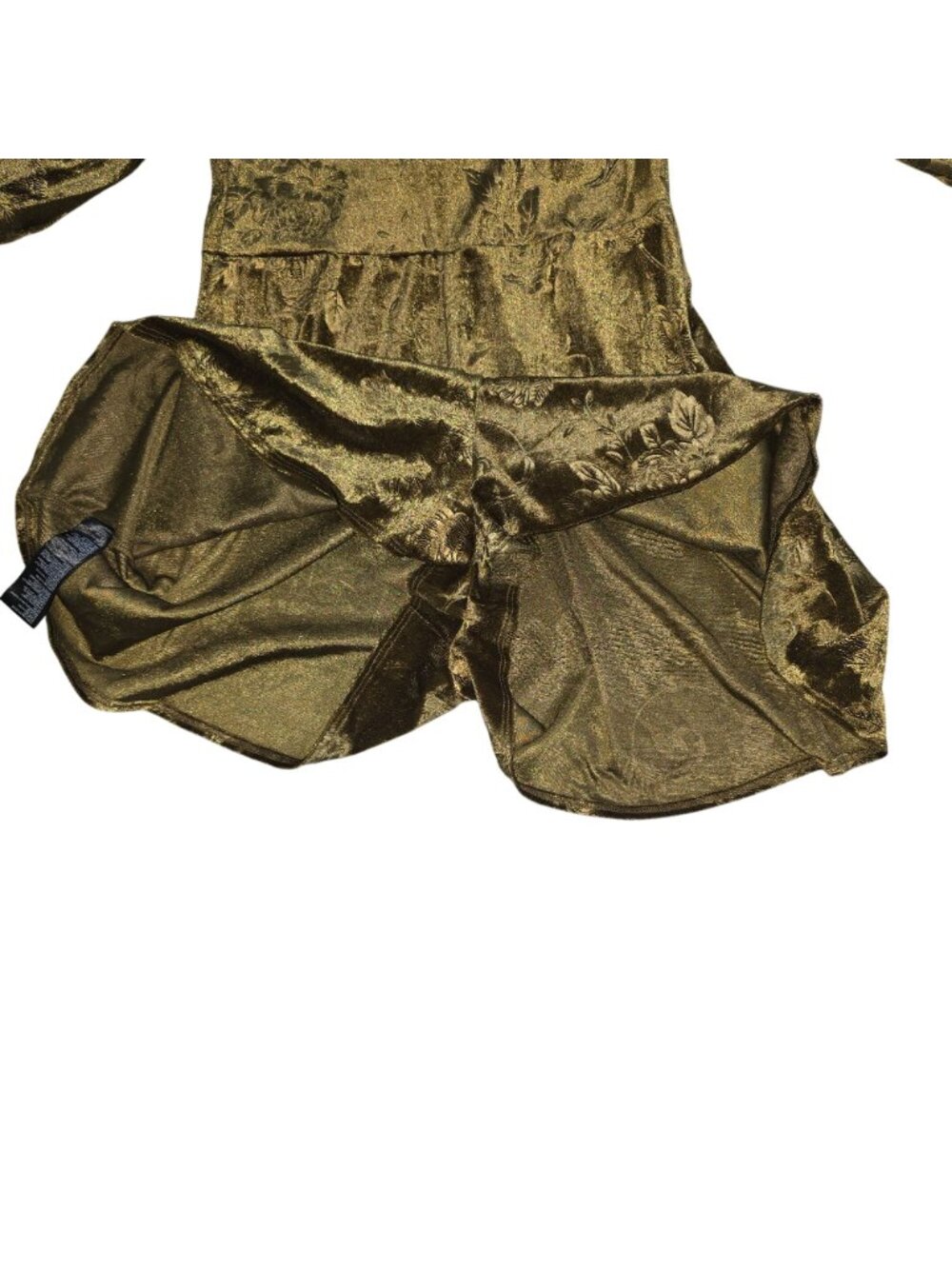 Urban Outfitters Brown Floral Jacquard Romper Medium Off-Shoulder Puff Sleeve - Picture 4 of 6
